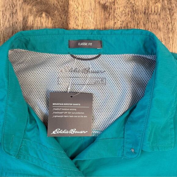 Eddie Bauer Women’s Mountain Ripstop Shirt UPF 50+ Hiking Bright Green Size XL - Picture 4 of 9